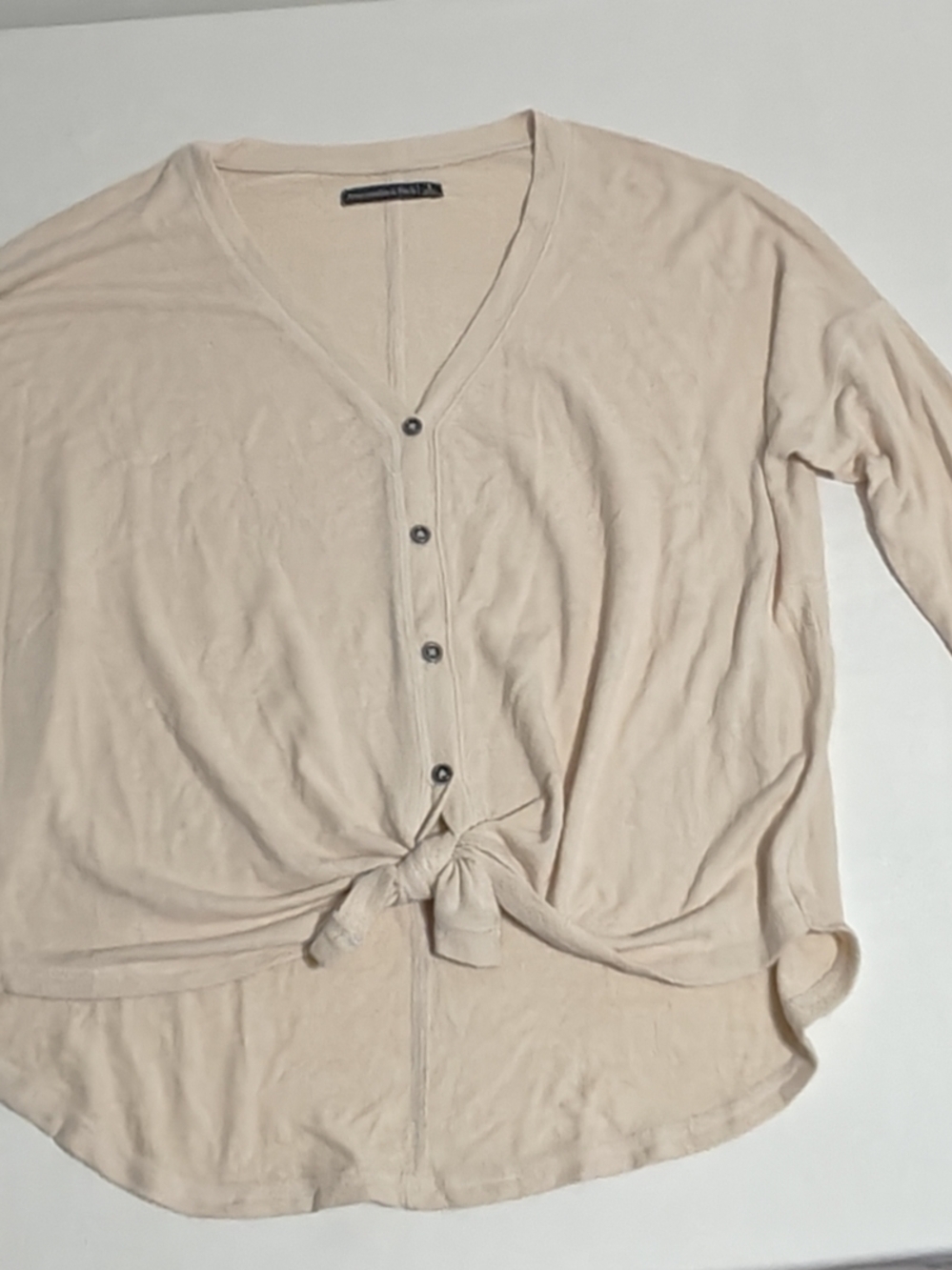 Abercrombie & Fitch Cream V-Neck Knit Top